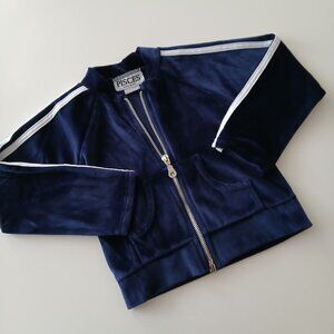 PISCES Blue Velvet Zip up Track Jacket - size 2T - made in USA
